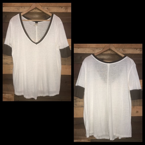 We the Free Heathered Colorblock V-Neck Tee Shirt - Picture 2 of 8